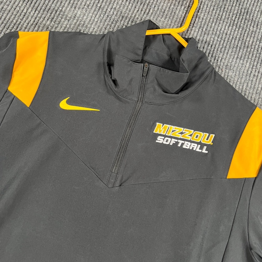 Missouri Tigers Mizzou Softball Jacket Mens Medium Black Long Sleeve 1/4 Zip SEC